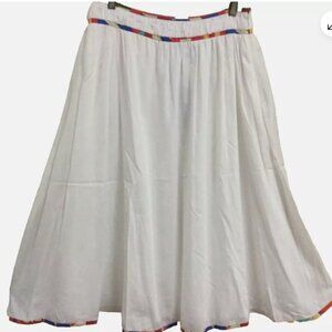 Antonio Melani Women Size 6 Midi Skirt Bohemian Style Lined 100% Cotton White